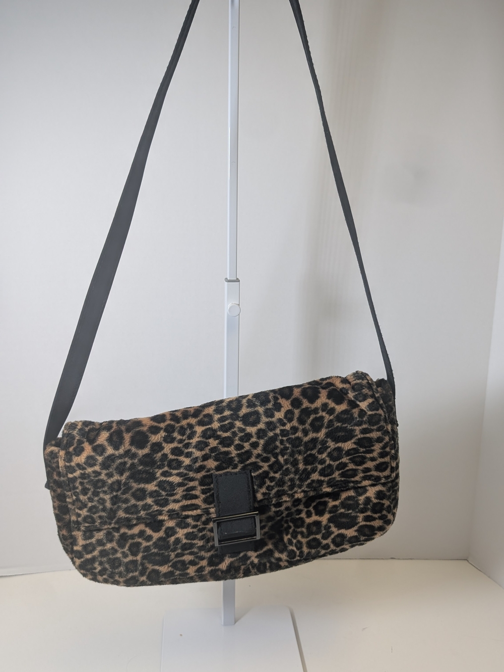 Linea Pelle Leopard Print Shoulder Bag with Black Strap